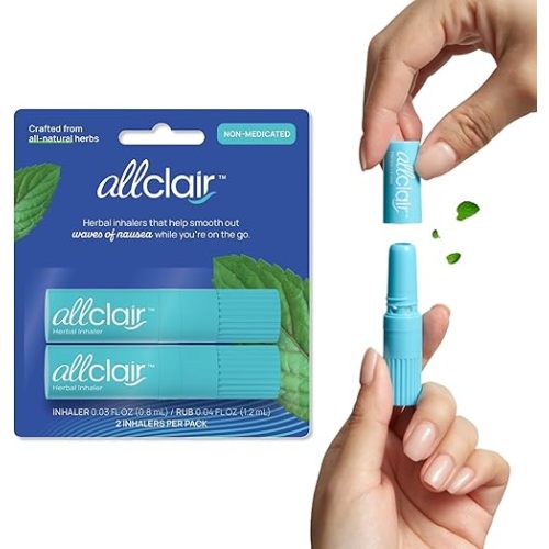 Nausea Relief Inhaler - All-Natural Remedy for Motion Sickness, Morning Sickness, Stress, and Queasiness - Fast-Acting, Drug-Free, Non-Drowsy & Portable Travel Essential - Pack of 2 Inhalers