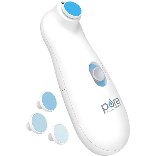 PureBaby Electric Nail Trimmer - New & Improved 6-Piece Cordless Nail Drill, 4 Attachments, 2 Speeds with Bidirectional Rotation, LED Light, Hidden File Storage, & Carrying Case for Newborns & Baby