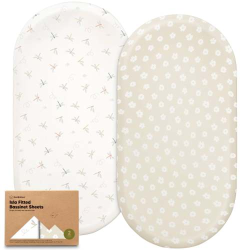 KeaBabies - Isla Bassinet Mattress Sheets Fitted for Baby Girls, Boys - Meadow