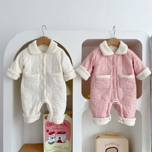 Baby Polo Simple Fleece Bear Romper