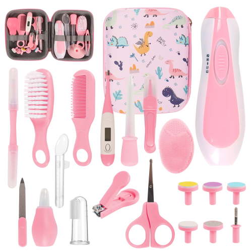 20-in-1 Baby Grooming Kit, Electric Safety Nail Trimmer, Newborn Health Care Set, Pink