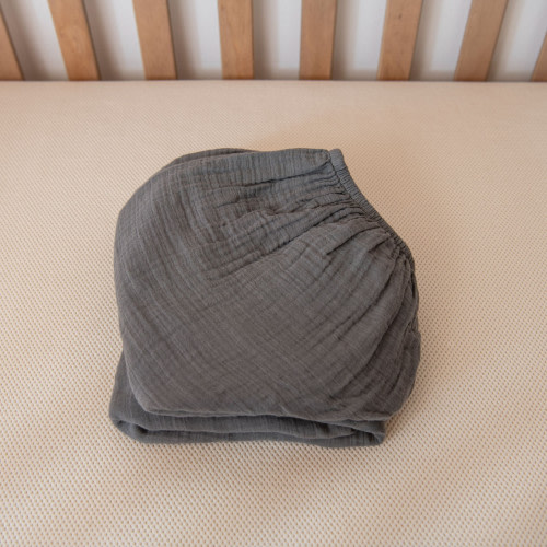Naturepedic Organic Breathable Muslin Crib Sheets - Smokey Slate