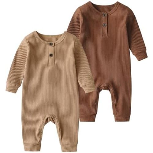 Baby Boy Girl 2 Pack Solid Romper Short/Long Sleeve One Piece Jumpsuits Clothes Sets