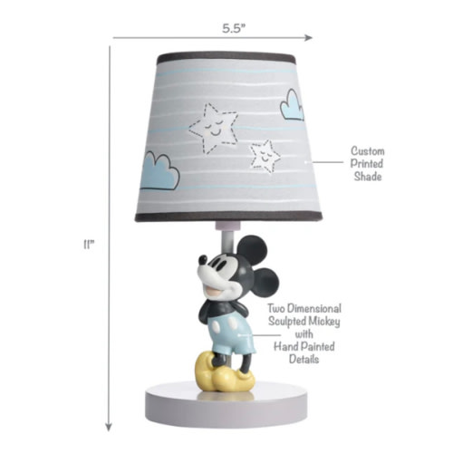Disney Baby Moonlight Mickey Mouse Lamp with Shade & Bulb - Gray – Lambs & Ivy