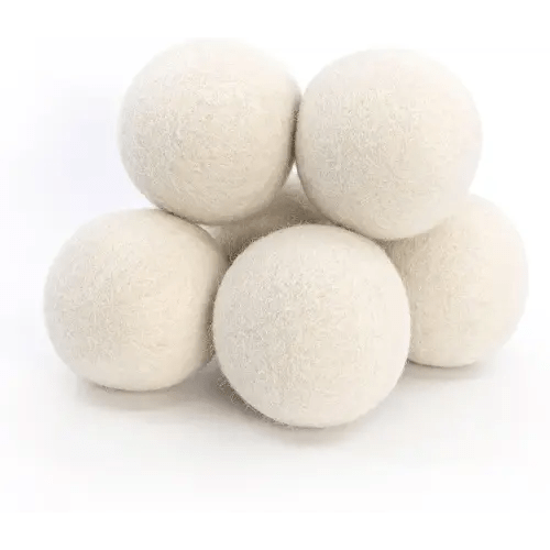 ELYN Wool Dryer Balls 6-Pack - XL, 100% New Zealand Wool, Reusable and Handmade. Fragrance-Free, Natural Fabric Softener, Reduce Wrinkles and Decrease Drying Time (White)