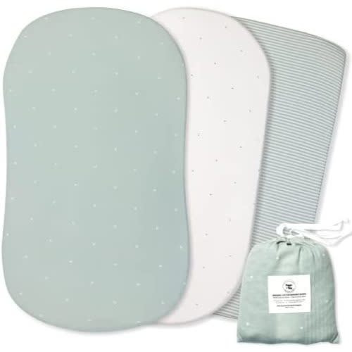 Fitted Bassinet Sheets – Misty Sage – 3 Pack