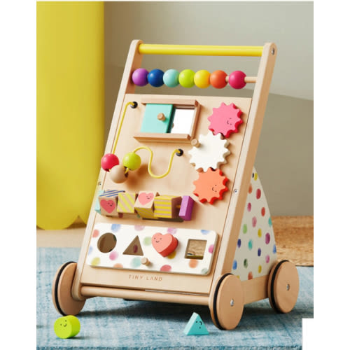 Tiny Land® Premium Natural Wooden Activity Walker