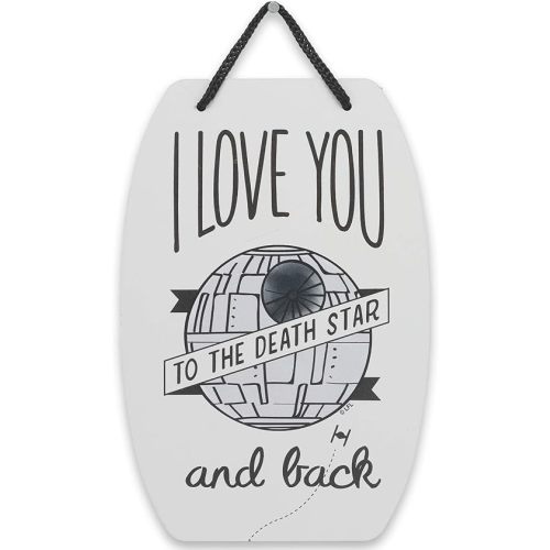 Star Wars I Love You To The Death Star and Back Hanging Metal Sign - Fun Star Wars Gift for Spouse, Friend or Child