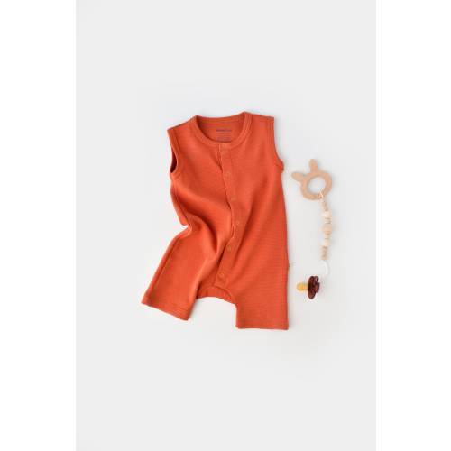 Organic Baby Sleeveless Romper, Cinnamon Color , Unisex, %100 Organic Cotton, GOTS certification, CSYW1009