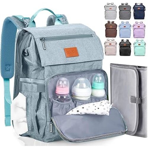 Baby Shower Gifts Diaper Bag Backpack - Large Capacity Baby Bag Backpack, Wide Opening & Easy Access Stylish Baby Diaper Bag - Waterproof, Durable, Travel-Friendly Organizer w/ Foldable Changing Pad