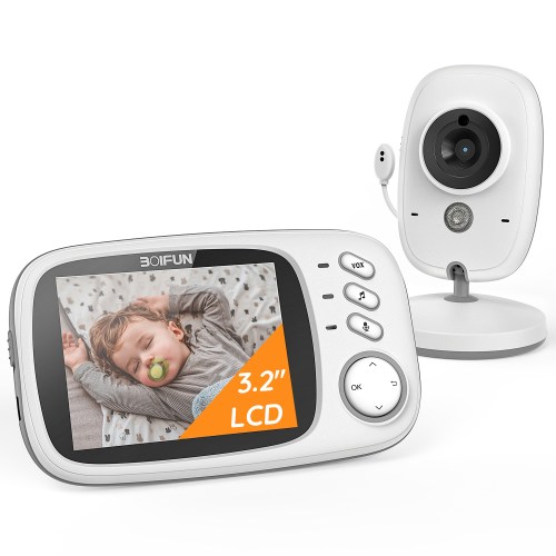 BOIFUN Baby Monitor with Camera and Audio, No WiFi, VOX Mode, Night Vision, 3.2'' HD Screen, Two-Way Audio, Baby Camera
