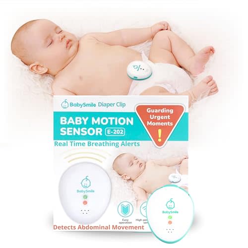 Baby Smile Baby Motion Breathing Monitor | Baby Abdominal Movement Monitor | Audible Alerts for Quick Alerts | Diaper Clip | No Bluetooth