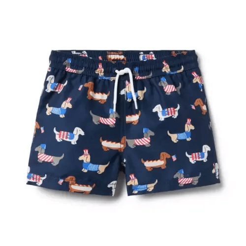 Boy Merchant Marine Dog Americana Dog Swim Trunk by Janie and Jack
