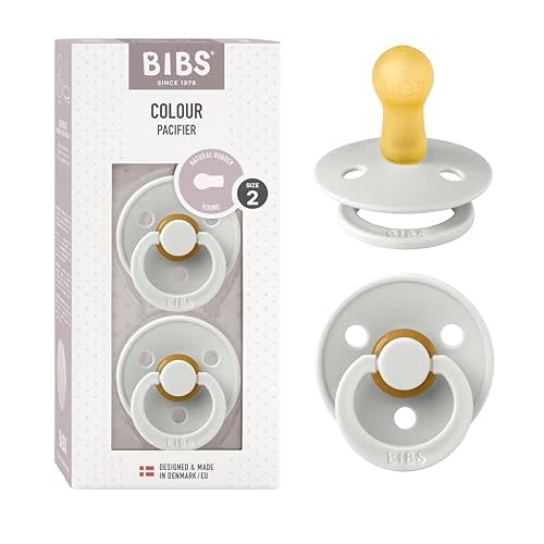 Bibs Pacifiers Color Collection, Set of 2 BPA-Free Latex Pacifiers Made in Europe, Round Nipple Baby Pacifier.
