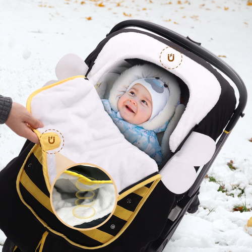 Baby Car Seat Cover, Novashion Winter Infant Carseat Canopy, Warm Plush Fleece Shield Covers to Protect Baby from Cold Wind Snow, Black