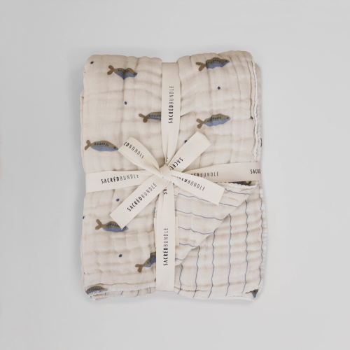 Organic Cotton Baby Blanket Sardines – Sacred Bundle