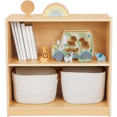 Montessori Shelf and Toy Storage, Compact Toddler Bookshelf for Small Space, Wooden Storage Cabinet Shelves and Kids Bookcase for Classroom, Kindergarten, Kids Room, Playroom