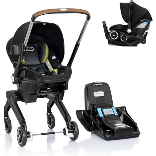 Evenflo Shyft DualRide Infant Car Seat and Stroller Combo w/Carryall Storage (Durham Green)