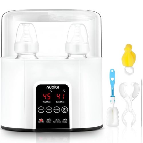 nubite Double Baby Bottle Warmer 24H Constant Mode for All Bottles, Breastmilk Baby Milk Heater, Heating Baby Food, Formula Water Warmer for Twins, Accurate Temperature Control
