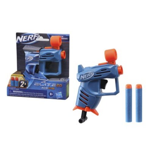 Nerf Elite 2.0 Ace SD-1 Dart Blaster, 2 Nerf Elite Darts, Pull Down Priming, Onboard 1-Dart Storage