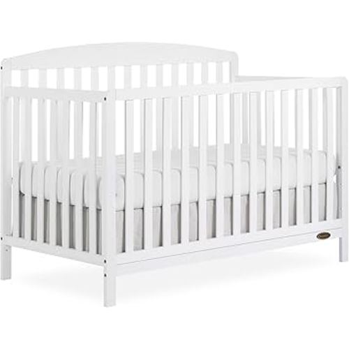 Dream On Me Odelle 5-in-1 Convertible Full-Size Baby Crib in White, GreenGuard Gold & JPMA Converts to Toddler, Day & Full-Size Bed, Sustainable Pinewood, 3 Mattress Heights