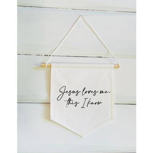 Jesus Loves Me This I Know Banner - Nursery Decor Wall - Above The Crib Nursery - Nursery Faith Decor - Christian Nursery - Baptism Gift