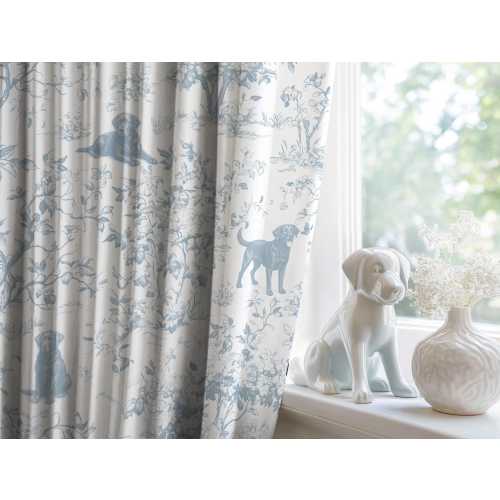 Sheer Curtain, Blackout Curtain, Custom Color Vintage Black Labrador Retriever Dog Toile De Jouy French Farmhouse Window Decor For Pet Lover
