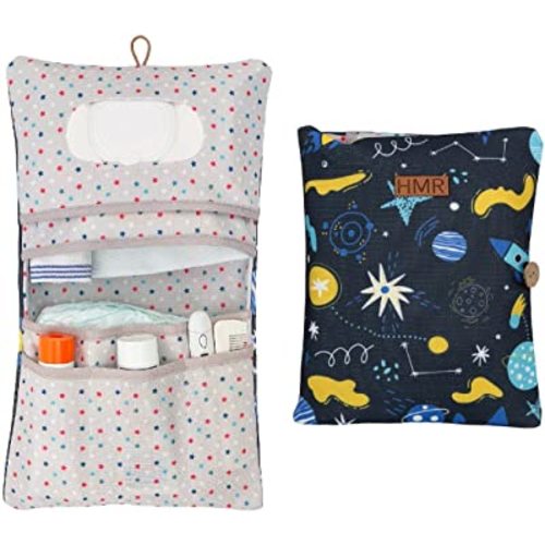 HAMUR Baby Diaper Bag Organizer – Travel-Friendly, Compact & Foldable | Stroller Pouch for Newborn Essentials – Must-Have for Boys & Girls (Space)