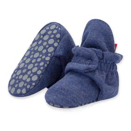 Organic Cotton Gripper Baby Bootie - Heather Navy