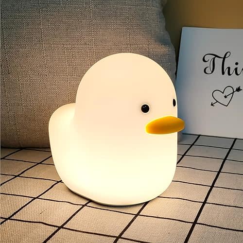 Kids Night Light - Cute Silicone Duck Nursery Lamp for Baby and Toddler, Animal Squishy Lamp for Bedroom, Boys and Girls Gift