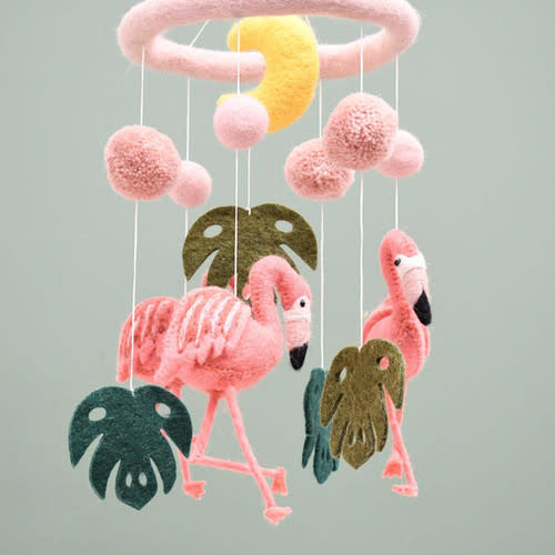 Tara Treasures Felt Pink Flamingo Tiki Nursery Cot Mobile
