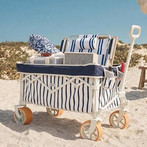 Beach Wagon for Sand with 6.7" Fat Tires, Collapsible Beach Cart