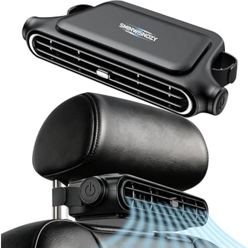 Car seat fan with battery.with seat back cooling airflow for drivers, 3-speed quiet rear seat fan for passengers infants, children, dogs. bladeless safety design, fit for SUV Truck Van RV