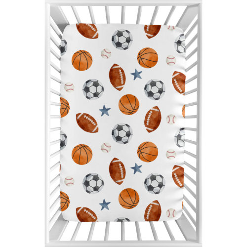 Sweet Jojo Designs Watercolor Sports Theme Fitted Mini Crib Sheet by Sweet Jojo Designs | Wayfair