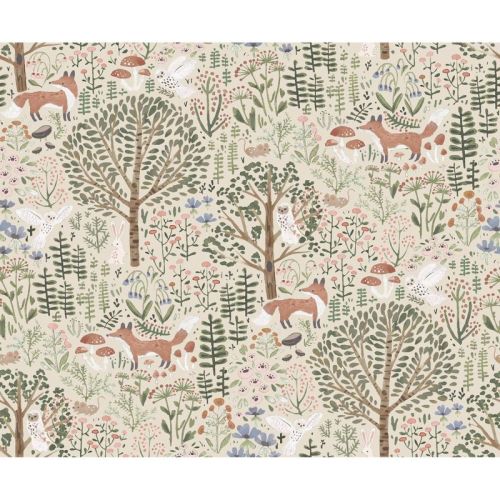 Roommates Clara Jean Folklore Forest Almond Peel And Stick Wallpaper: Removable Vinyl, Botanical Pattern, 30.75 Sq Ft Coverage