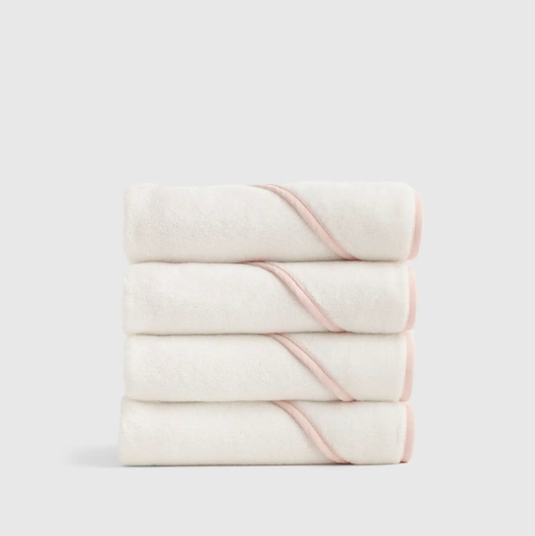 Organic Turkish Cotton Baby Hooded Towel Set 4-Pack in Soft Pink