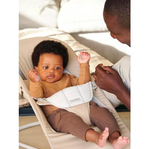 BabyBjörn Bouncer Balance Soft, Beige/Gray, Woven/Jersey | 2-in-1 Adjustable Baby Bouncer Seat and Toddler Chair, Newborn to Toddler (8-29 lbs), 4 Positions, Lightweight & Portable