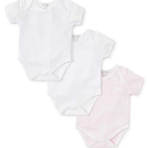 Pink Dot 3 Pack S/S Bodysuit Set w/ Tulle Bag