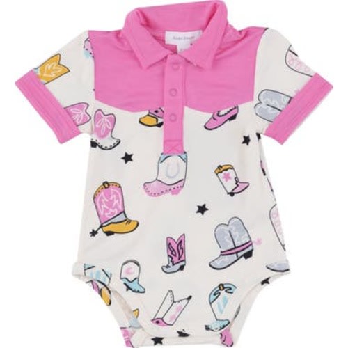 Pink Cowboy Boots Western Theme Bodysuit