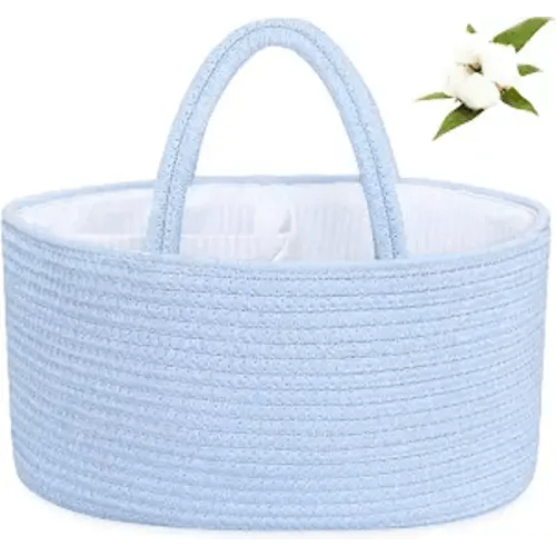 Diaper Caddy Organizer, Boho Rustic Cotton Rope Nursery Baby Basket, Changing Table Organizer for Baby Diaper Storage and Baby Shower