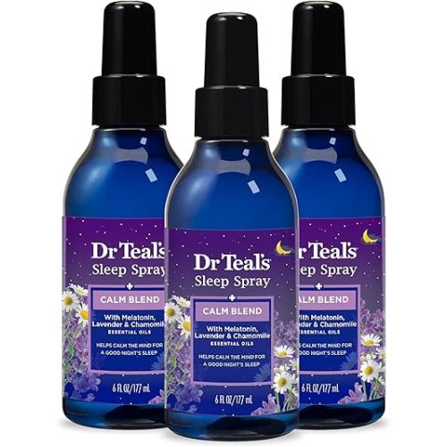 Dr Teal's Calm Blend Spray with Melatonin, Lavender & Chamomile Essential Oils, 6 fl oz (Pack of 3)