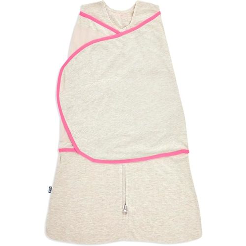 Halo Sleepsack Swaddle Ideal Temp, 3-Way Adjustable Wearable Blanket, Oatmeal/Pink, Small