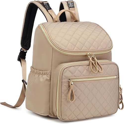 Large Capacity Diaper Bag with Stroller Buckle, Water-Resistant Travel Backpack with Insulated Pockets (Classic, Mocha Mousse)