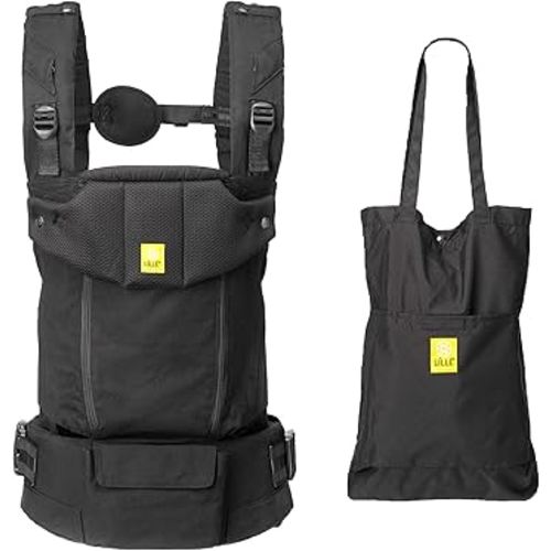 LÍLLÉbaby Serenity All Seasons 6-in-1 Ergonomic Baby Carrier, Newborn to Toddler (7 to 45lbs), Lumbar Support with Convertible Tote, Black