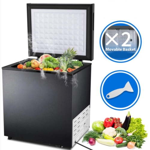 Auseo 2.5 cu. ft. Chest Freezer with 2 baskets Free Standing Top open Door Deep Compact Freezer Suitable for Home/RV/Kitchen/Office-Black