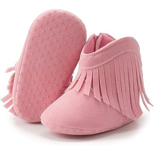 Miamooi Infant Baby Boys Girls Booties Newborn Cozy Fleece Warm Winter Boots Toddler Non-Slip Lace Up First Walking Shoes