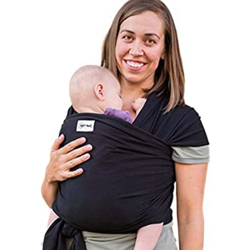 Sleepy Wrap Baby Carrier Newborn to Toddler - Hands-Free Baby Carrier Wrap - Stretchy Baby Wrap - Ergonomic Baby Wraps Carrier - Lightweight Baby Carrier Sling - Baby Body Carrier 7-35 lbs (Black)
