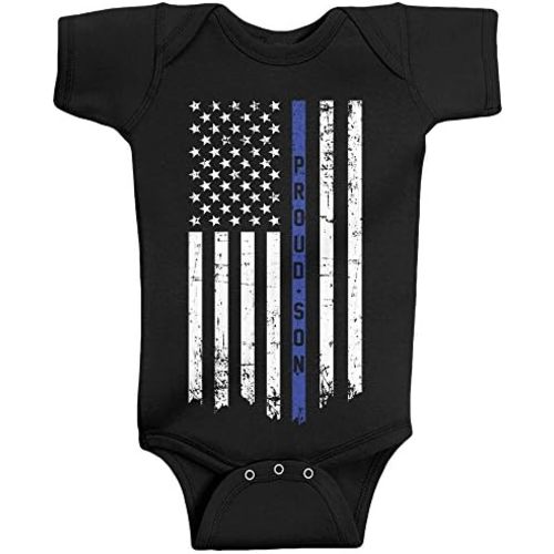 Threadrock Baby Boys' Proud Son Thin Blue Line Flag Infant Bodysuit