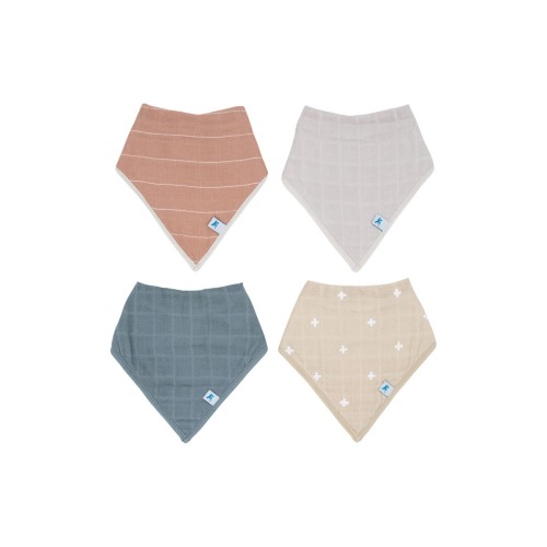 4-Pack Fleece & Cotton Muslin Bandana Bib
