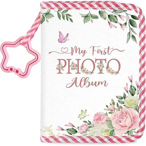 Baby's My First Family Album Soft Photo Cloth Book Watercolor Flower My First Book of Photos Baby Memory Album Gift Holds 4x6 Pictures for Babies Newborn Toddler & Kids Baby Shower